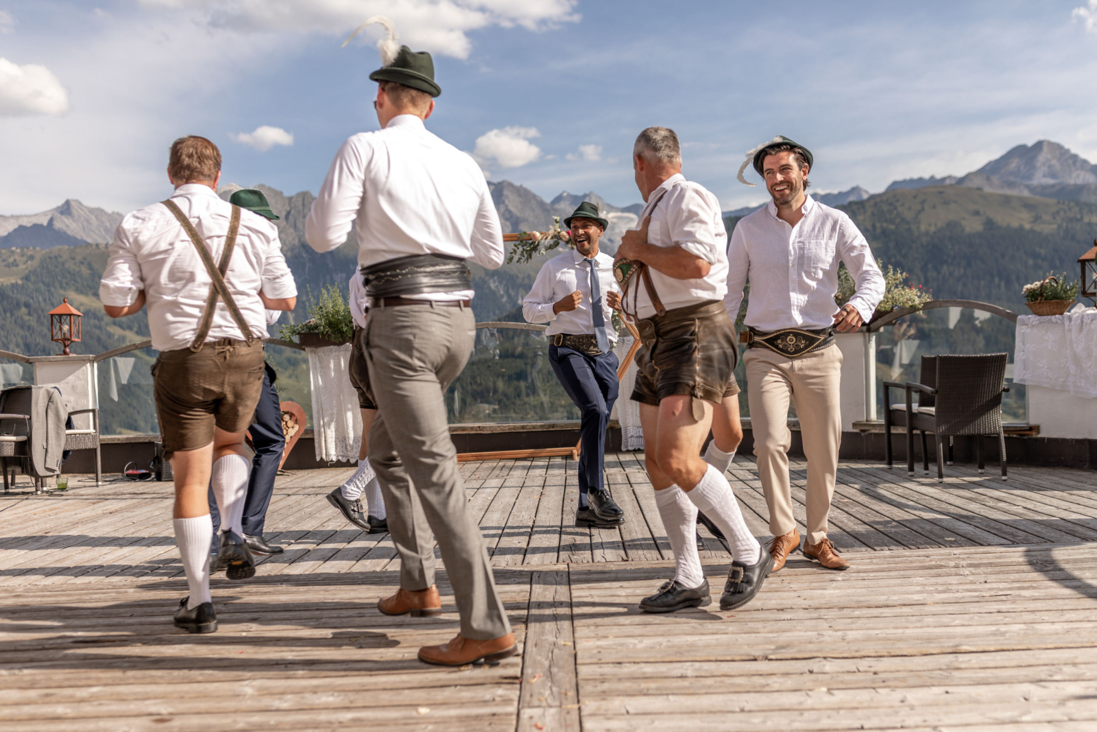 Schuplatter Gruppe zur Unterhaltung der Hochzeitsgäste der Berghochzeit in Tirol